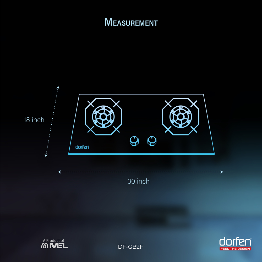 DF-GB2F DORFEN Built-in-HOB Glass Top 2 Gas Burner