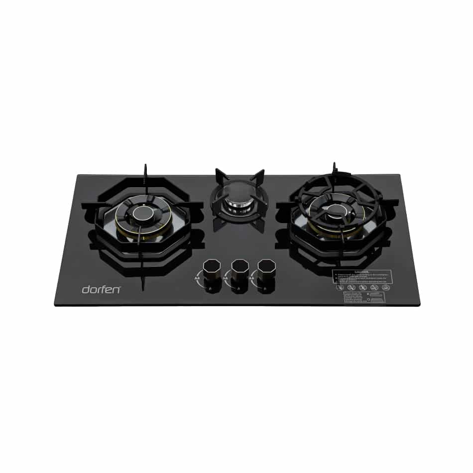 3-Burner Tempered Glass Panel Gas Cooker, DF-GB3F