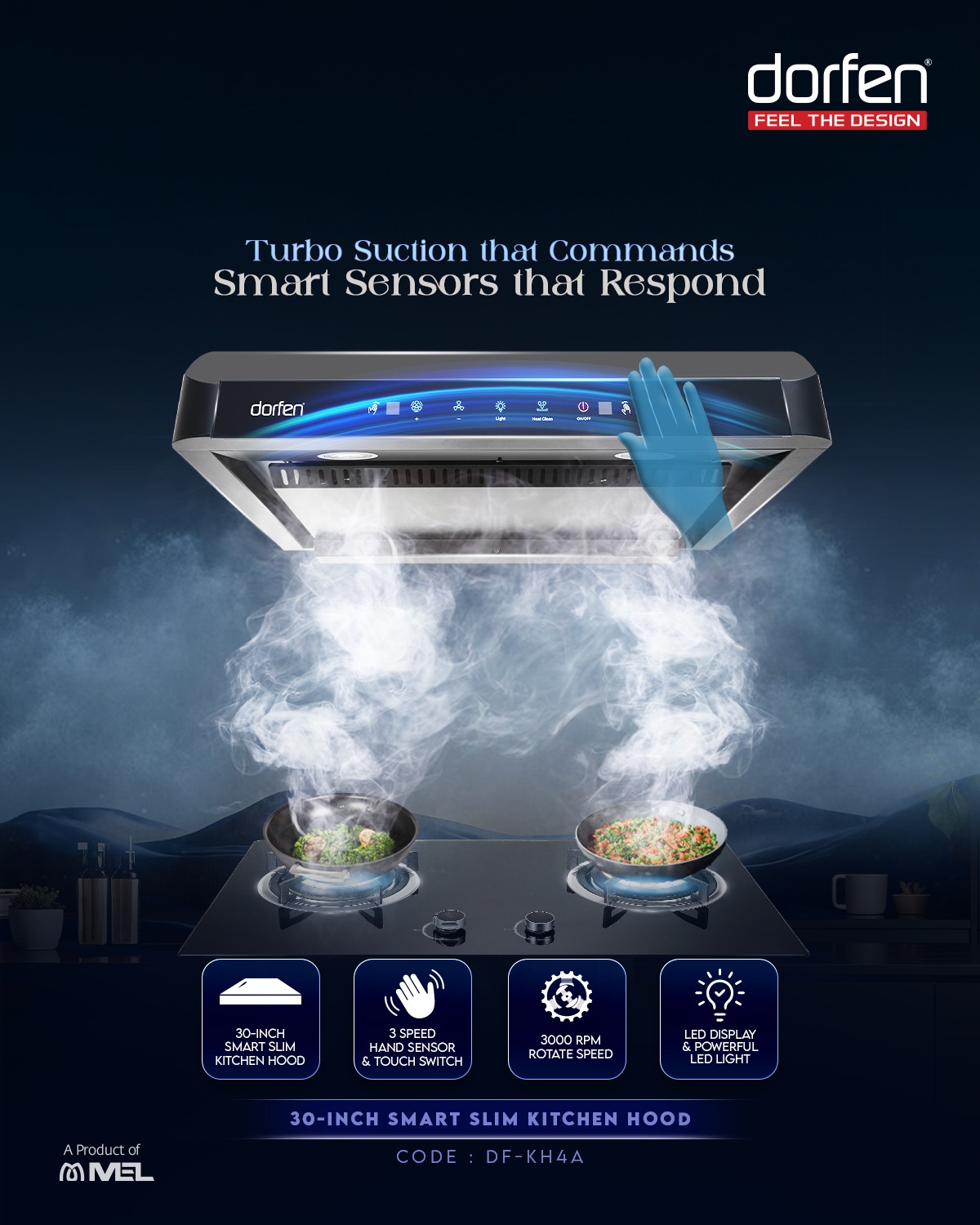 DORFEN Slim Smart Kitchen Hood, DF-KH4A