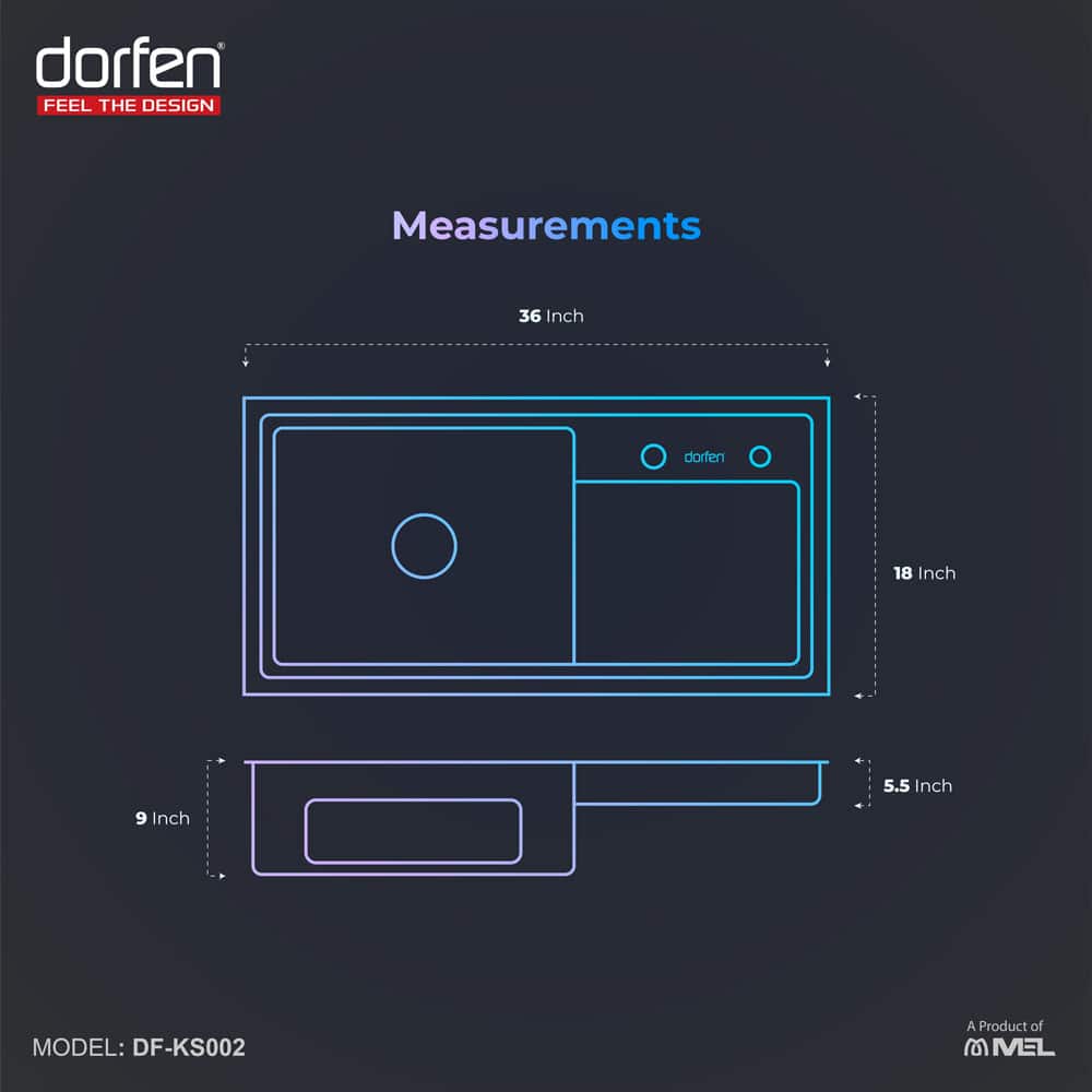 DORFEN Workstation Type Single Bowl Smart Handmade Sink, DF-KS002