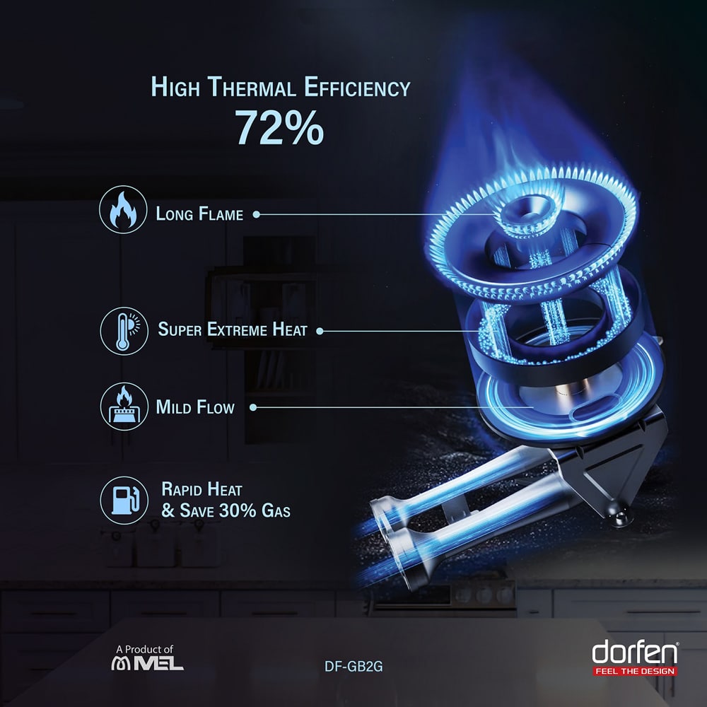 DORFEN 2-Burner Gas Stove Granite Marble Panel, DF-GB2G
