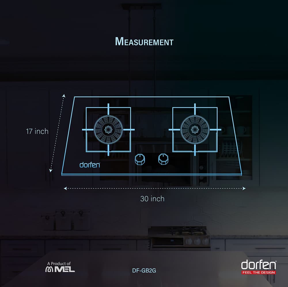 DORFEN 2-Burner Gas Stove Granite Marble Panel, DF-GB2G