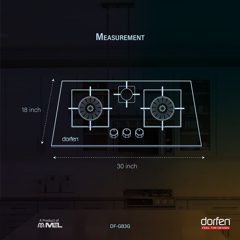 DORFEN 3-Burner Gas Stove Granite Marble Panel, DF-GB3G